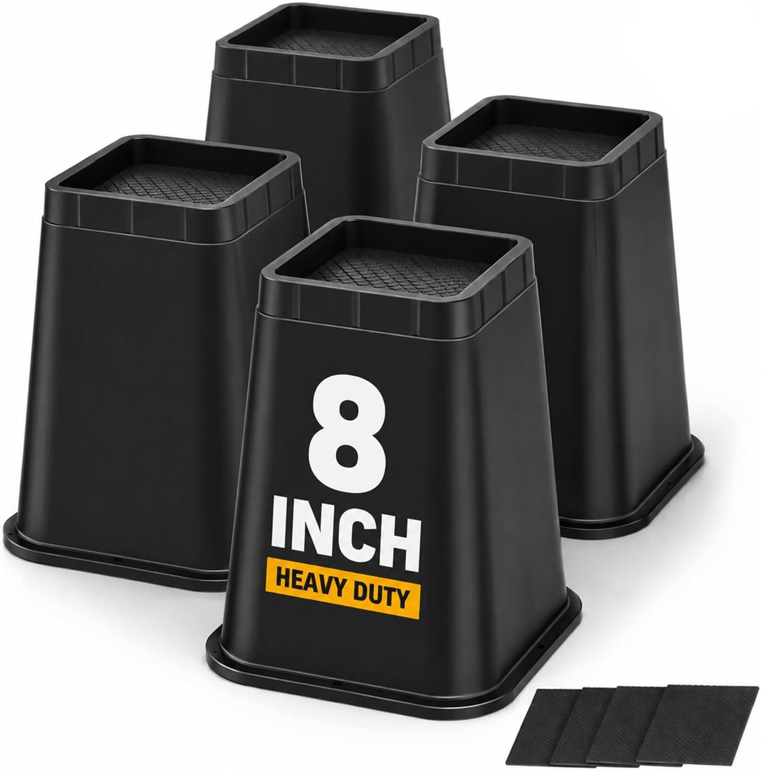 8 Inch Bed Risers 4 Pack, Heavy Duty Furniture Lifts for Beds & Tables | 6,00...