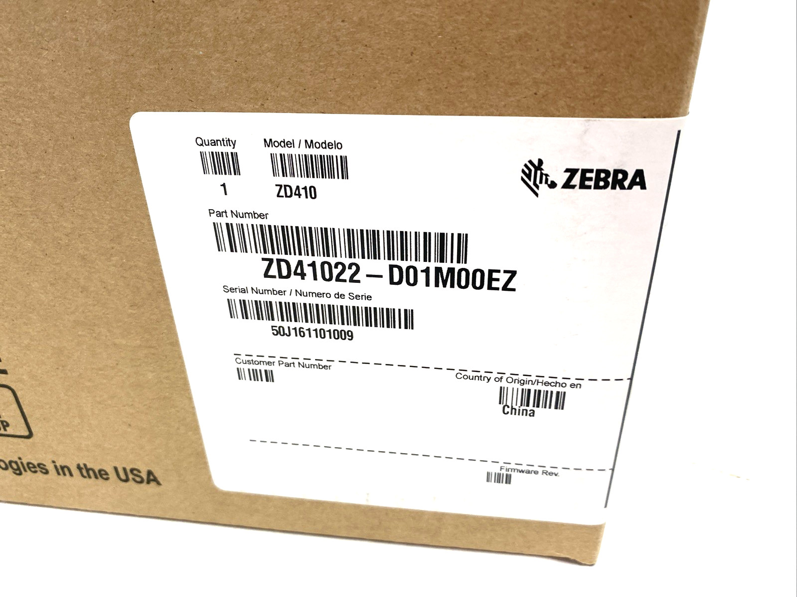 Zebra ZD410 Compact Barcode Printer ZD41022-D01M00EZ, USB & Bluetooth Interface