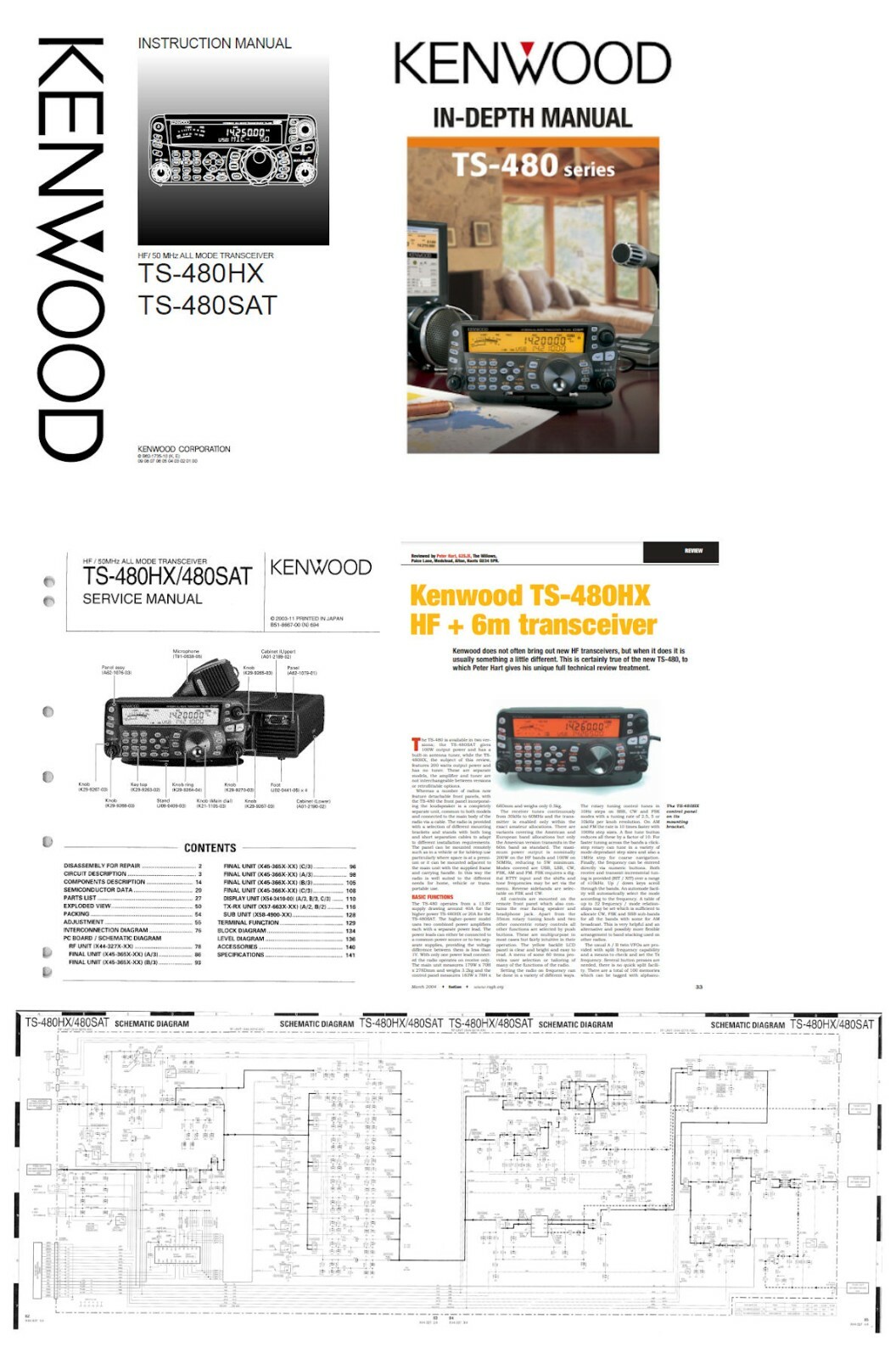 GIANT KENWOOD TS-480SAT / TS-480HX INSTRUCTION + SERVICE MANUAL + 11x17 DIAGRAM