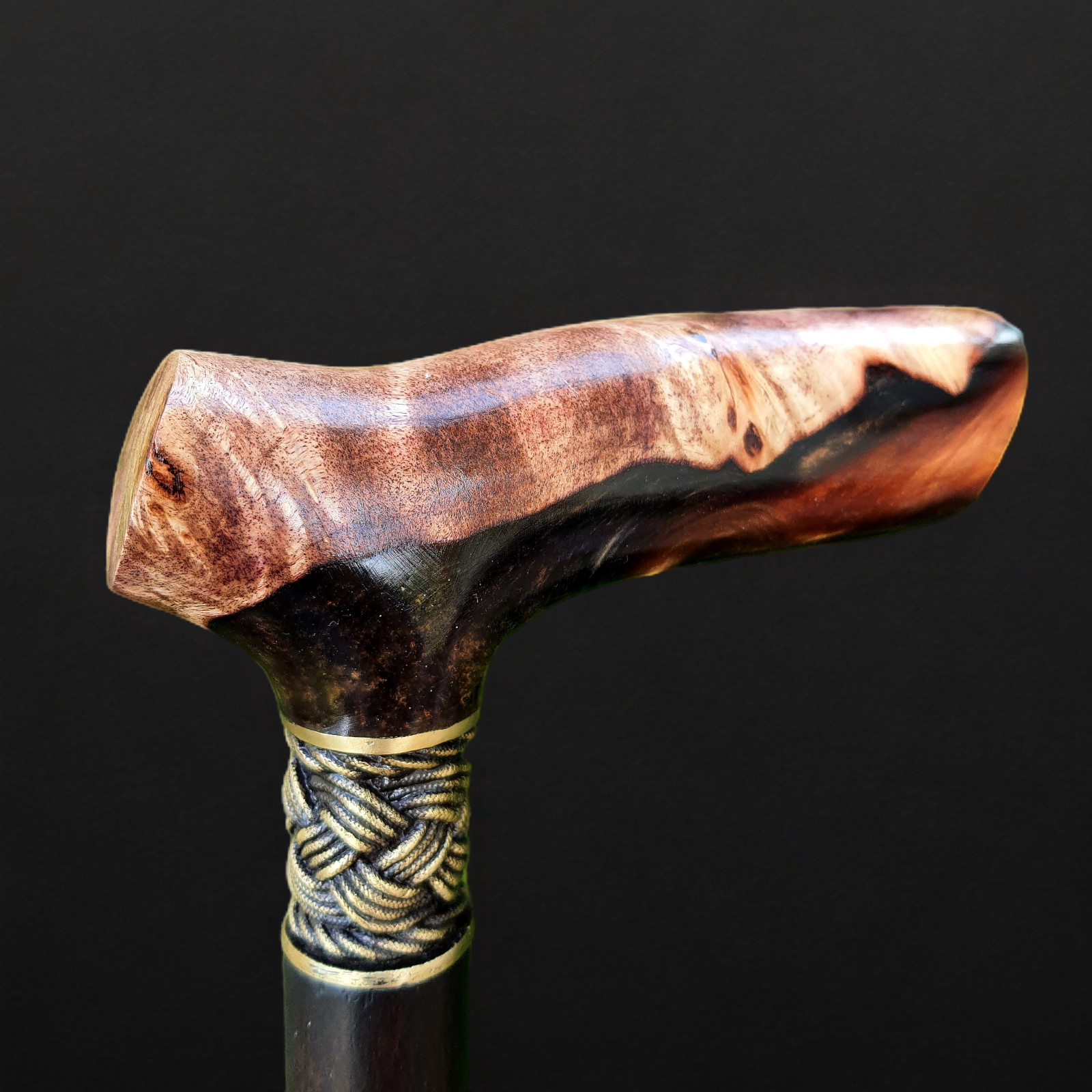 Cane Walking Stick BURL Walking Canes Sticks Handcarved Wood Handmade E8