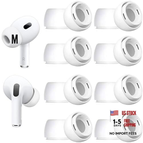 8 Sets Size Ear Tips Replacement for AirPods Pro 2nd / 1st Medium white