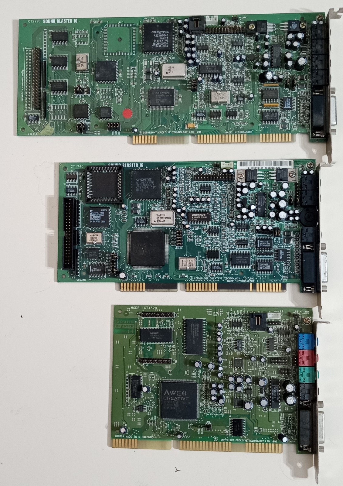 Lot of 3 Vintage Creative Labs Sound Blaster cards CT2290 CT1740 CT4520 Untested