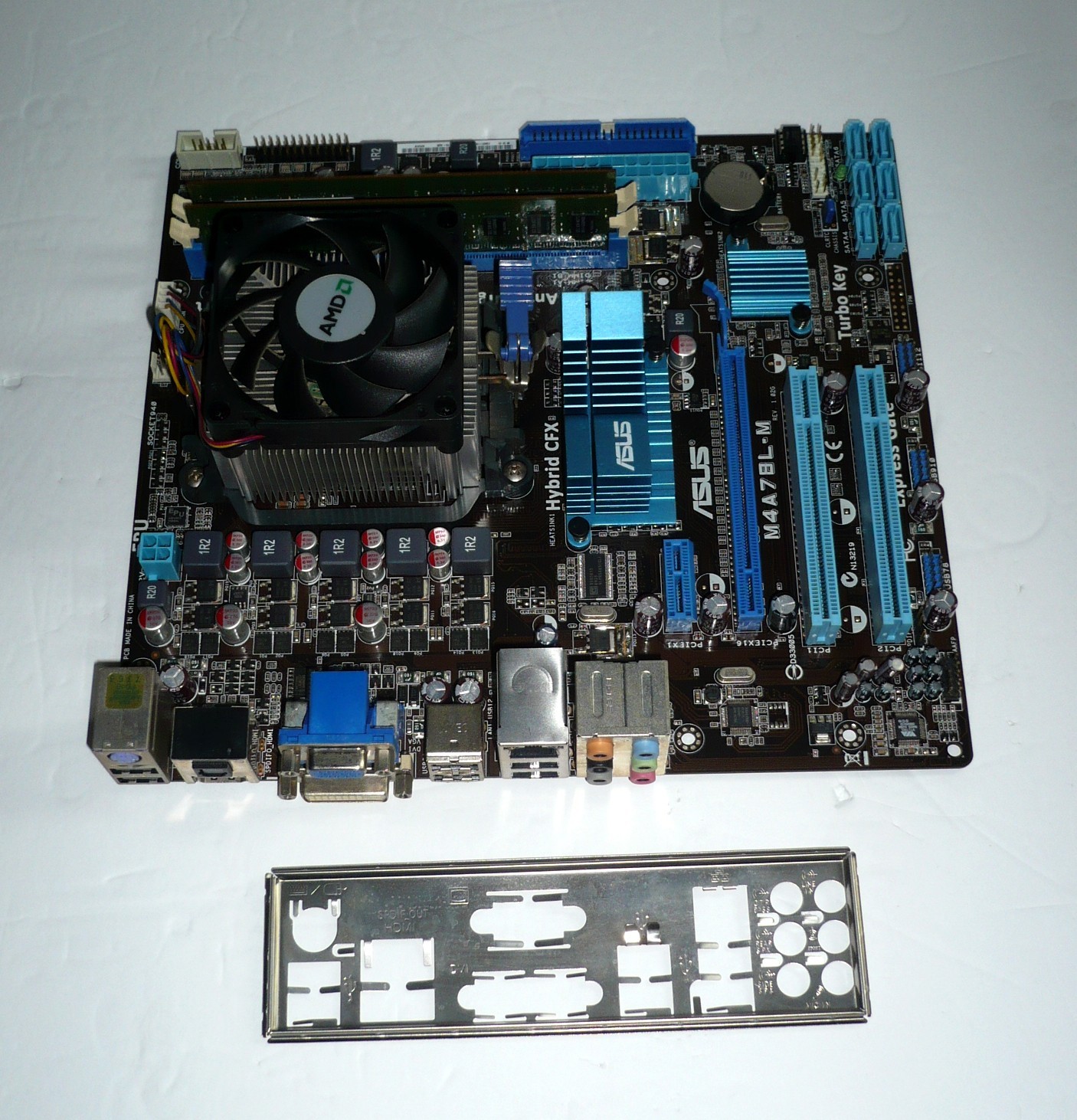 ASUS M4A78L-M AM3 Motherboard AMD Athlon II X3 I/O Shield Heatsink Fan + 4GB RAM