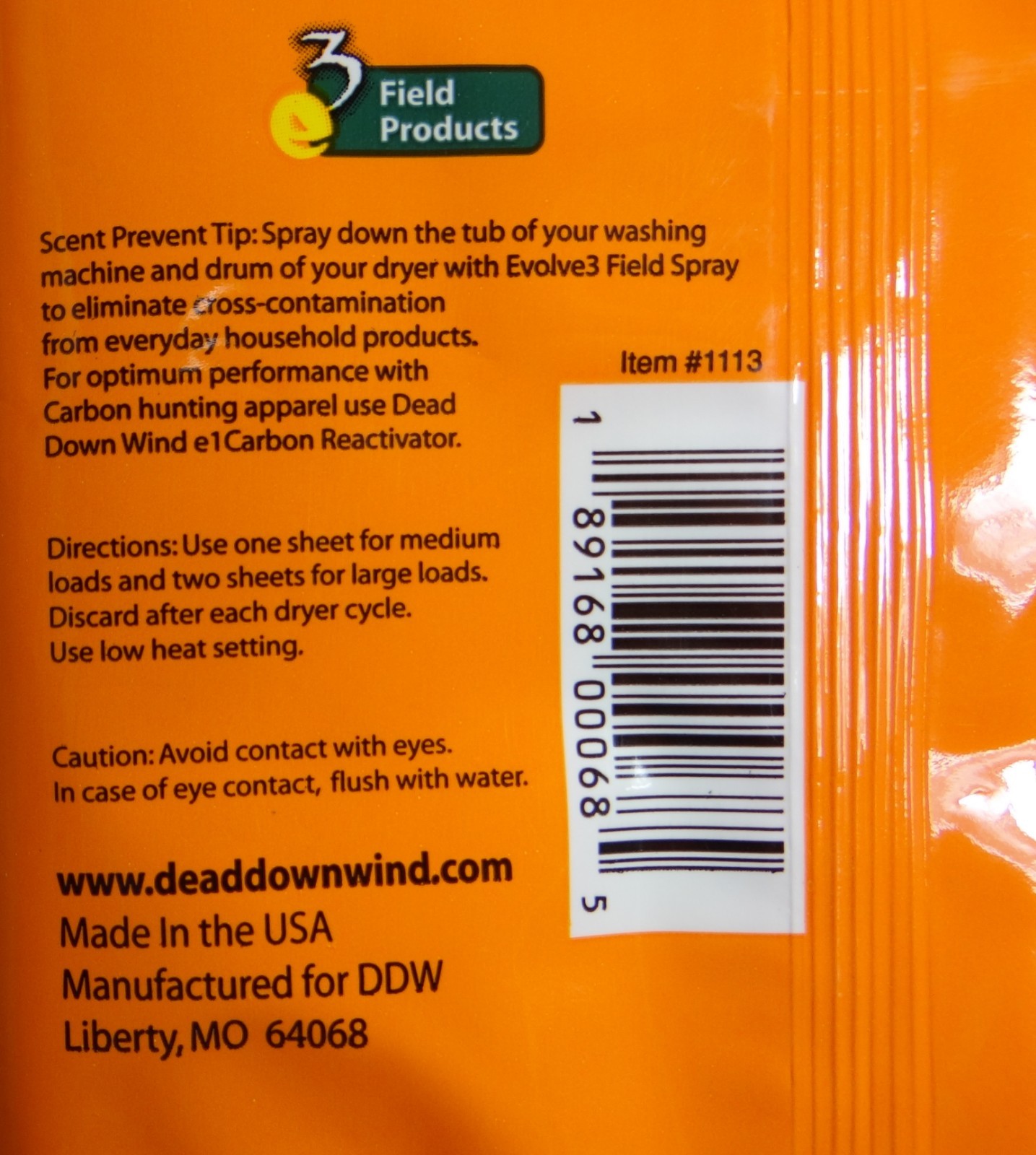 NEW DEAD DOWN WIND 3D EVOLVE 15 DRYER SHEETS 10" X 8" $7.99