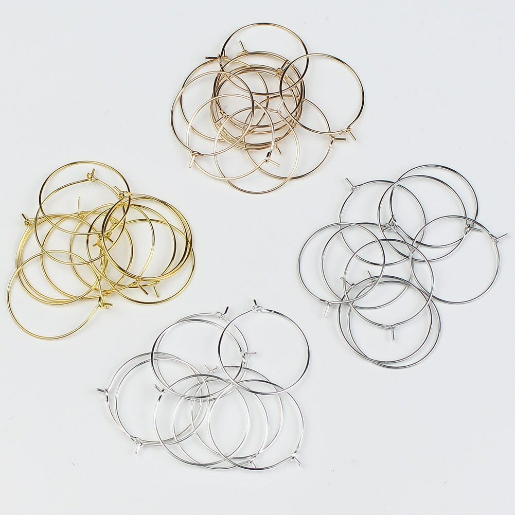 50x Silver Gold Plated Big Circle Ear Wire Hoop Earrings Jewelry Making Findings