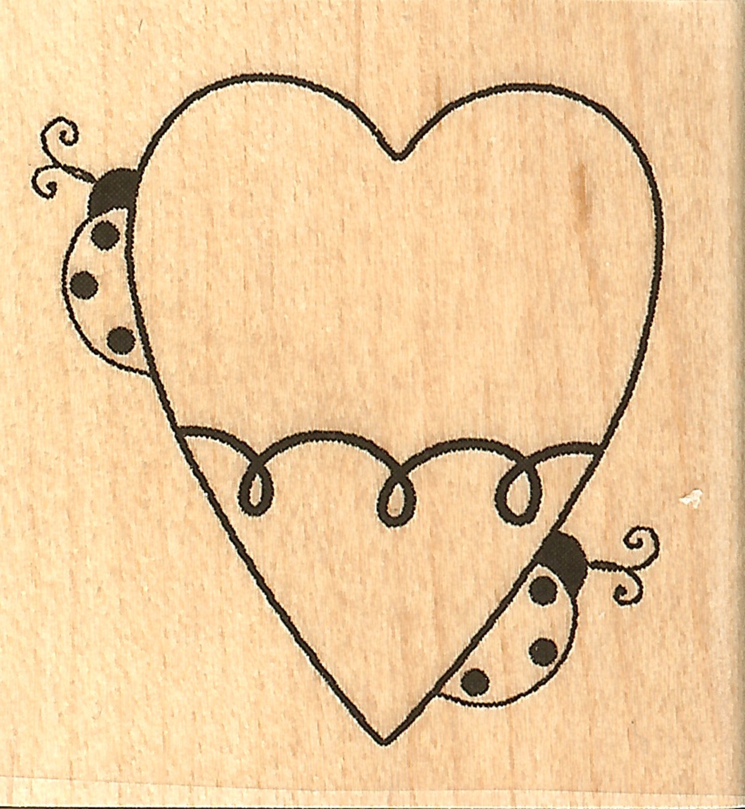Ladybug Heart Valentine Wood Mounted Rubber Stamp IMPRESSION OBSESSION B9528 NEW