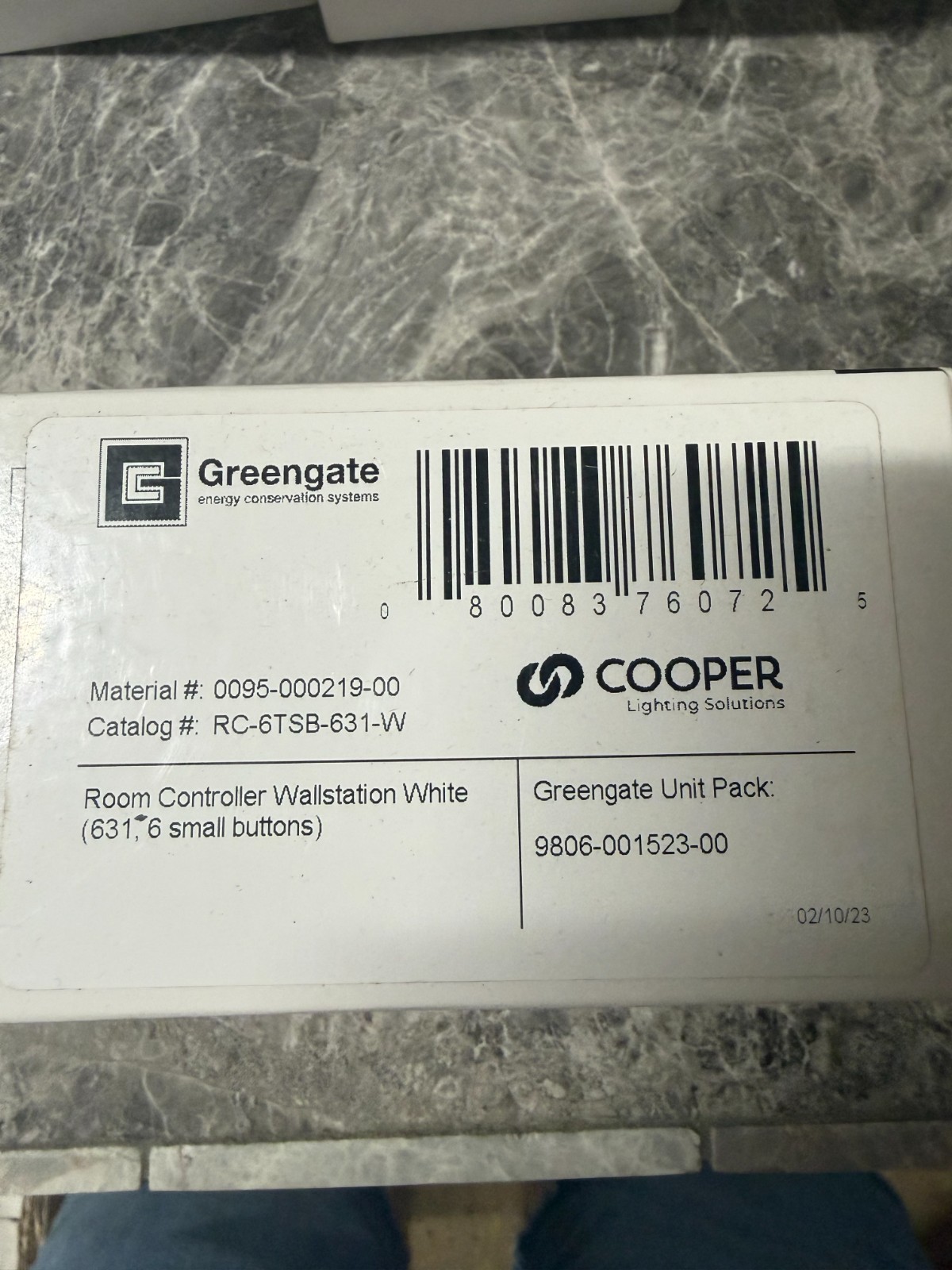 Eaton Room Controller Wallstation Cooper Controls RC-6TSB-631-W New In Box