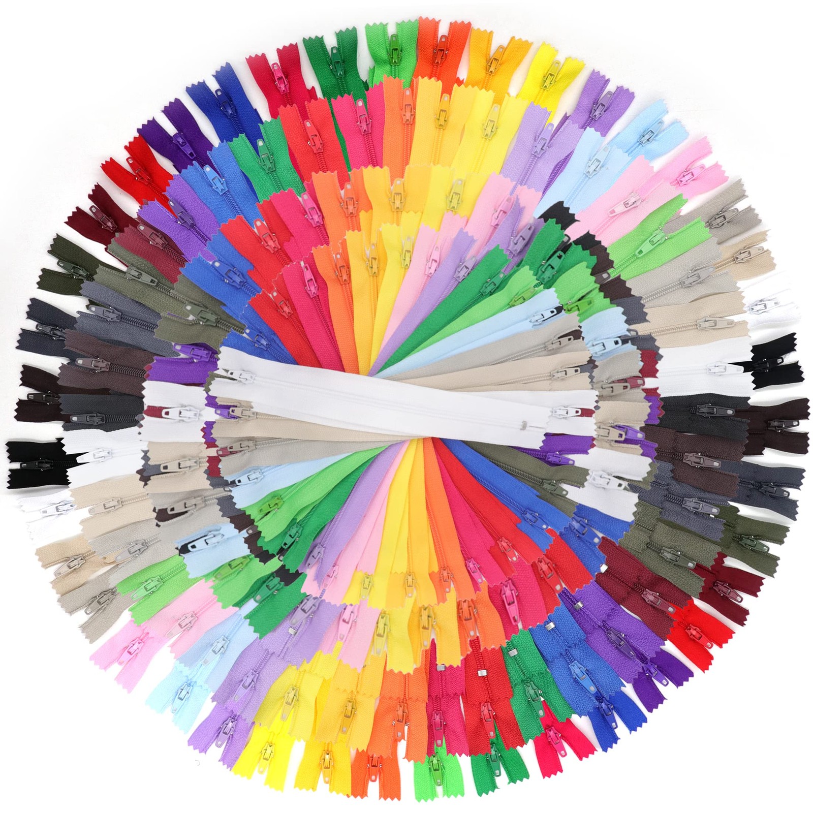 80pcs 7 Inches 9 Inches 12 Inches 16 Inches Mixed Nylon Coil Zippers Colorful...