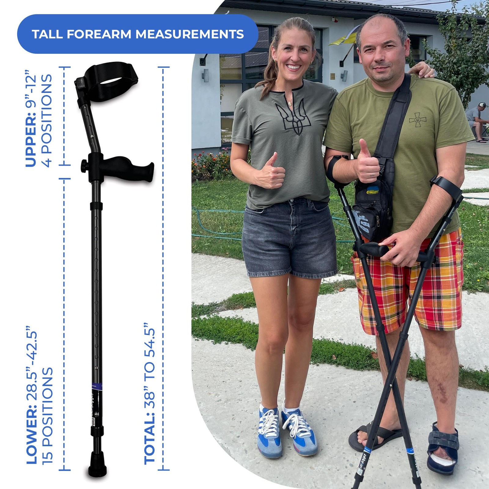 in-Motion Forearm Crutches | Spring Assist | Ergonomic Handles | Articulating Ti