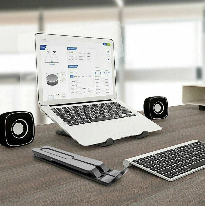 Black Portable Adjustable Plastic Laptop Stand Notebook Holder Foldable Riser