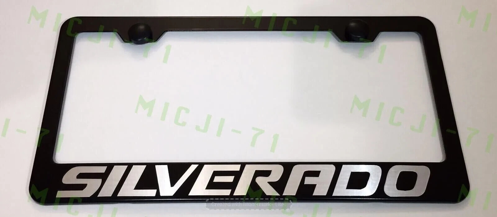 SILVERADO Black Metal License Plate Frame