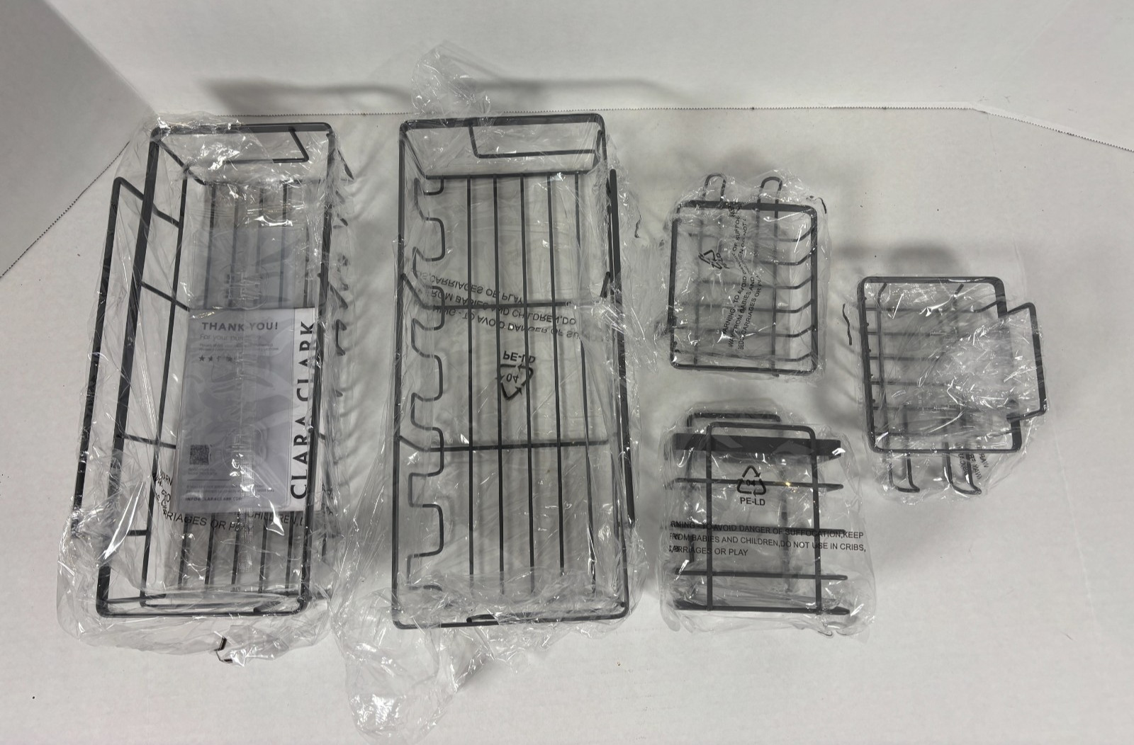 Clara Clark 5 Piece Shower Caddy Set Dark Gray