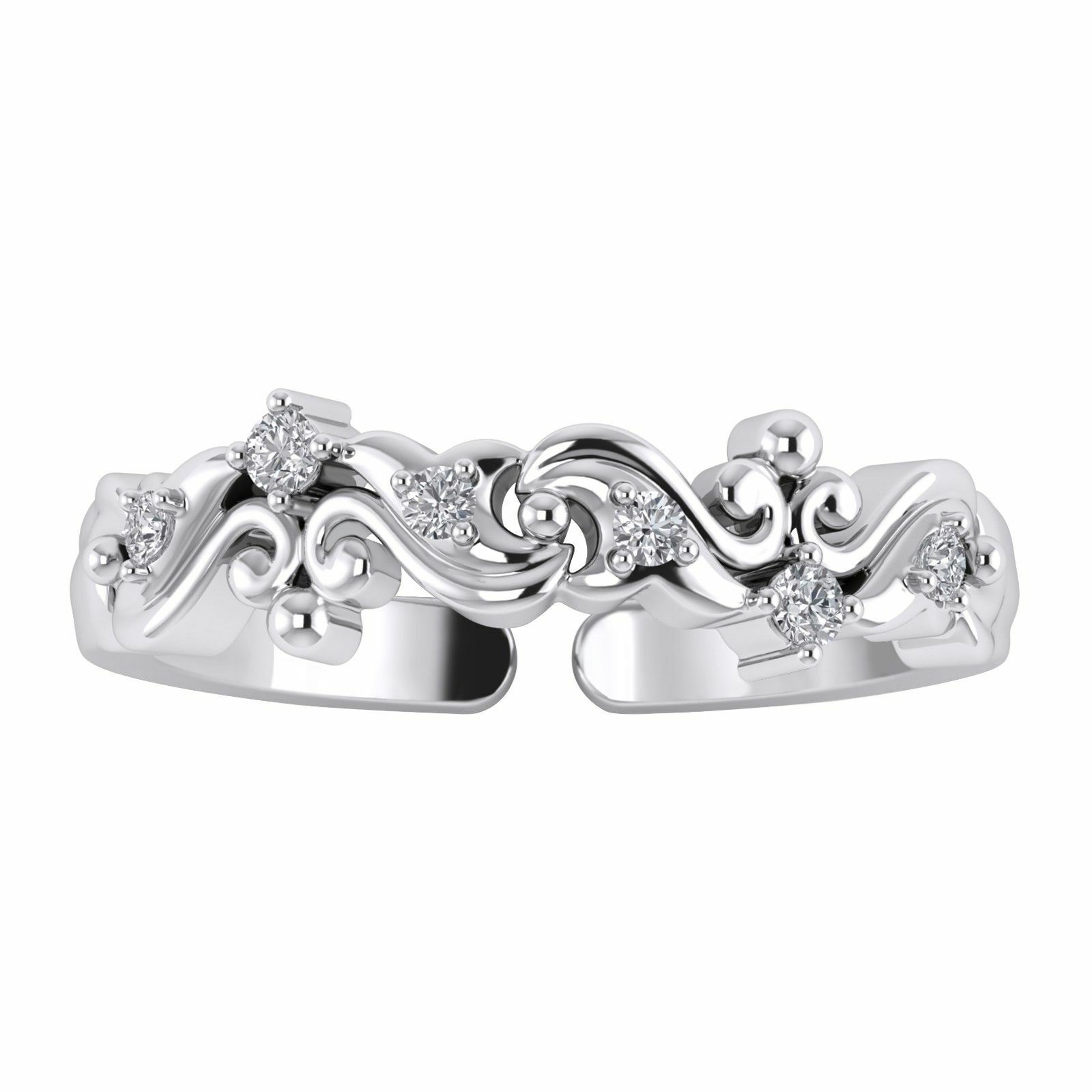 0.07ct Round Simulated Diamond 925 Silver Designer Adjustable Women's Toe Ring