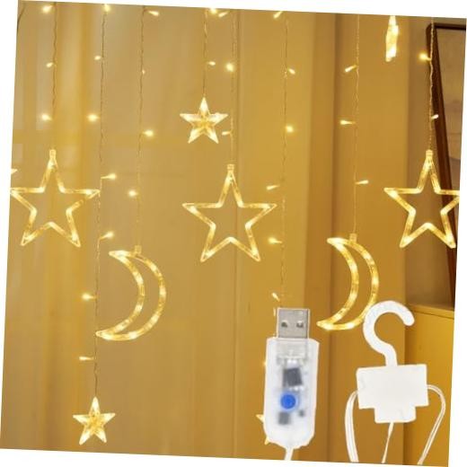 12pcs Moon Star 138 LEDs Curtain Light, with Remote Control 8 Light Mode