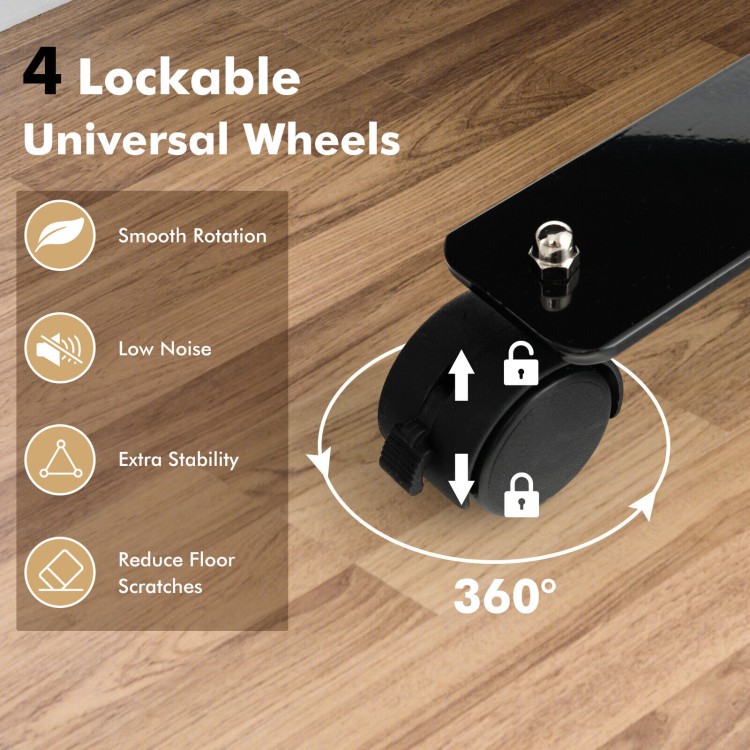 6 ft Single Panel Rolling Room Divider with Lockable Wheels