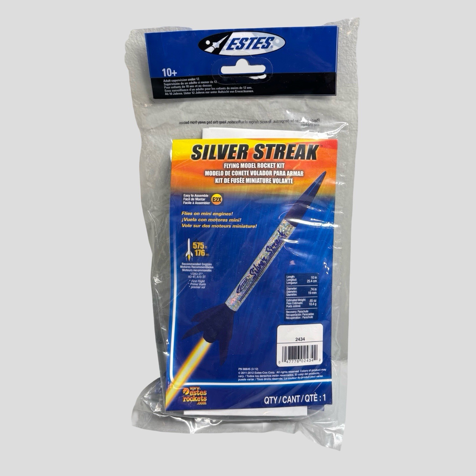 Estes 2434 Silver Streak Flying Model Rocket Kit New Sealed