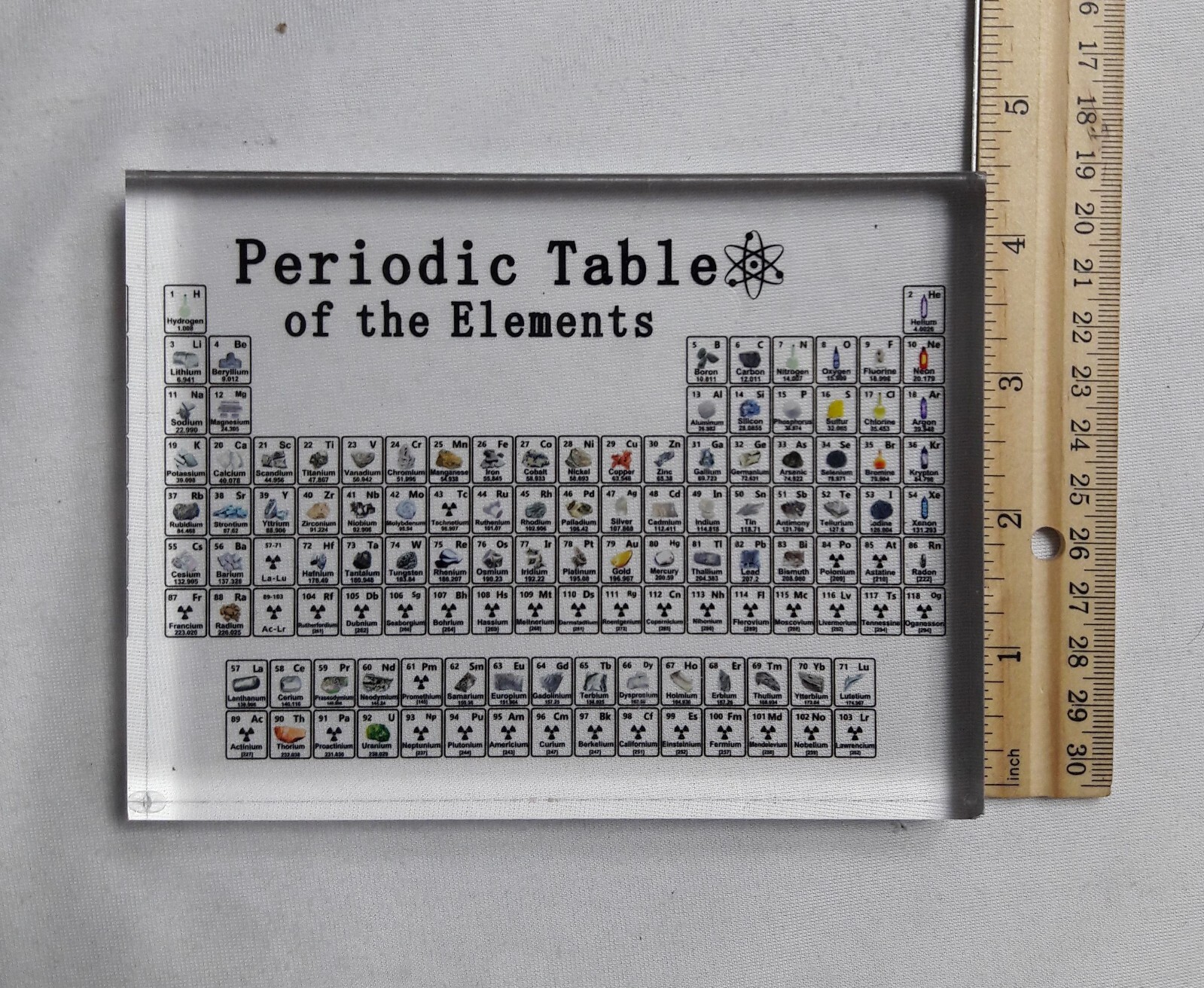New, 4.5”x6” Crystal Acrylic Periodic Table