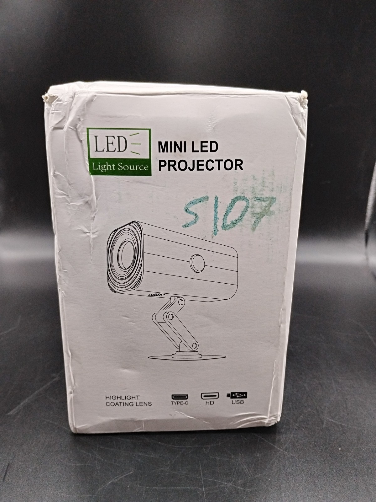 LED Mini Life Style Projector by Light Source  Type C , HD Or USB Black