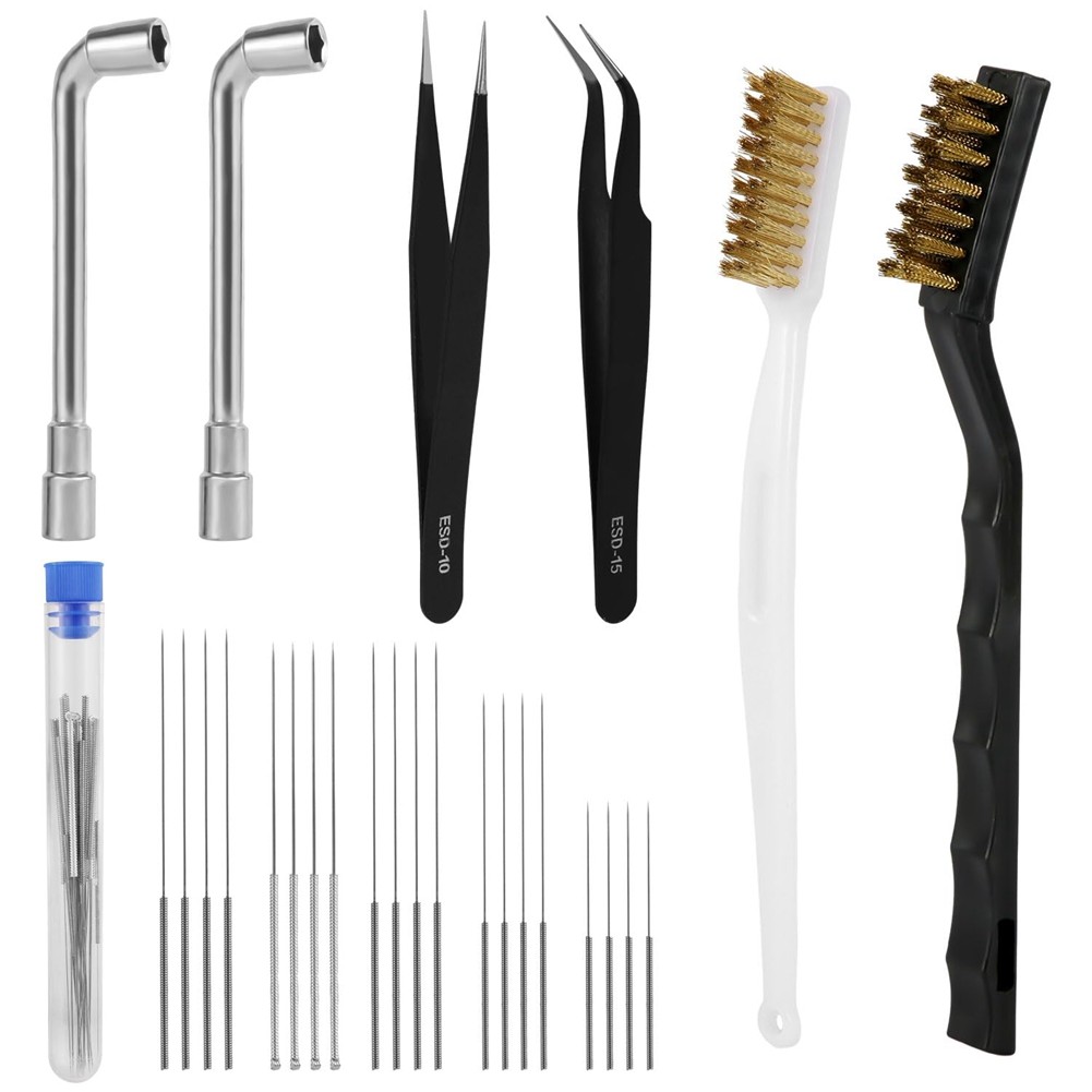 3D Printer Nozzle Care Package: Includes 20 Pins, 2 Brushes, Wrenches &3928