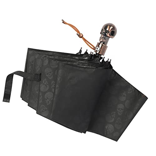 Sun Umbrella UV protection UPF 50+ Compact Portable travel Parasol Skull Black