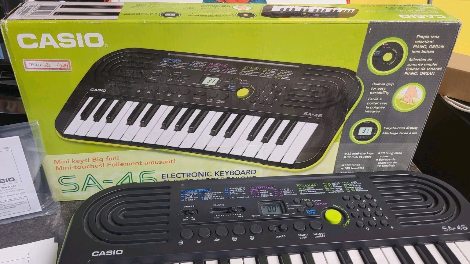 Casio Mini Electronic Keyboard SA-46 32 Keys In Box With Instructions WORKS