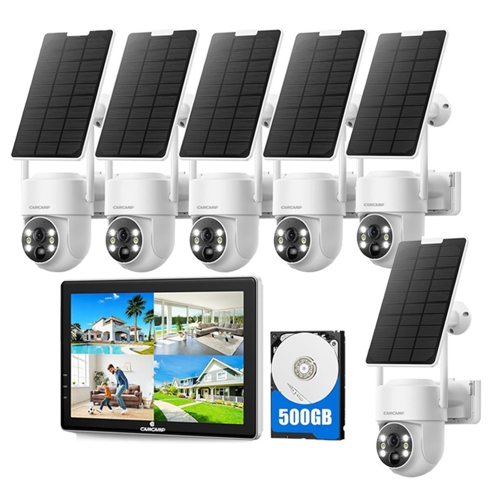 4-6PCS 4MP WiFi Solar Panel Battery Camera 10CH Wireless PTZ Security System Set