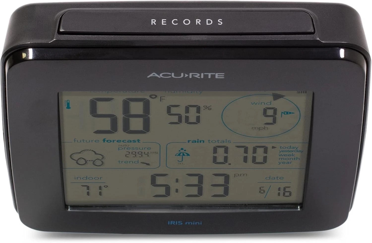 Sleek Iris Weather Station: Real-Time Forecasts & Multi-Feature Wireless Display