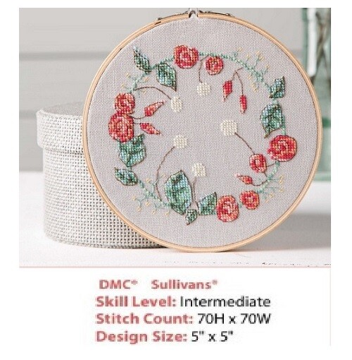 WREATH IN BLOOMS    CROSS STITCH  PATTERN ONLY  -  YD   QEU