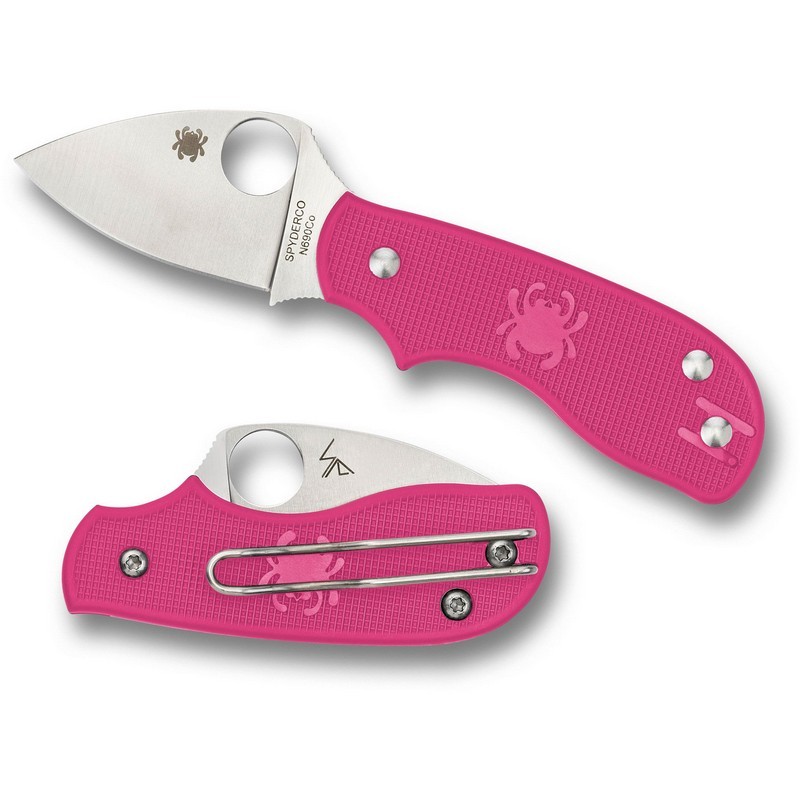 Spyderco C154PPN Squeak Folding Knife 2.00" N690Co Plain Edge Blade, Pink Handle