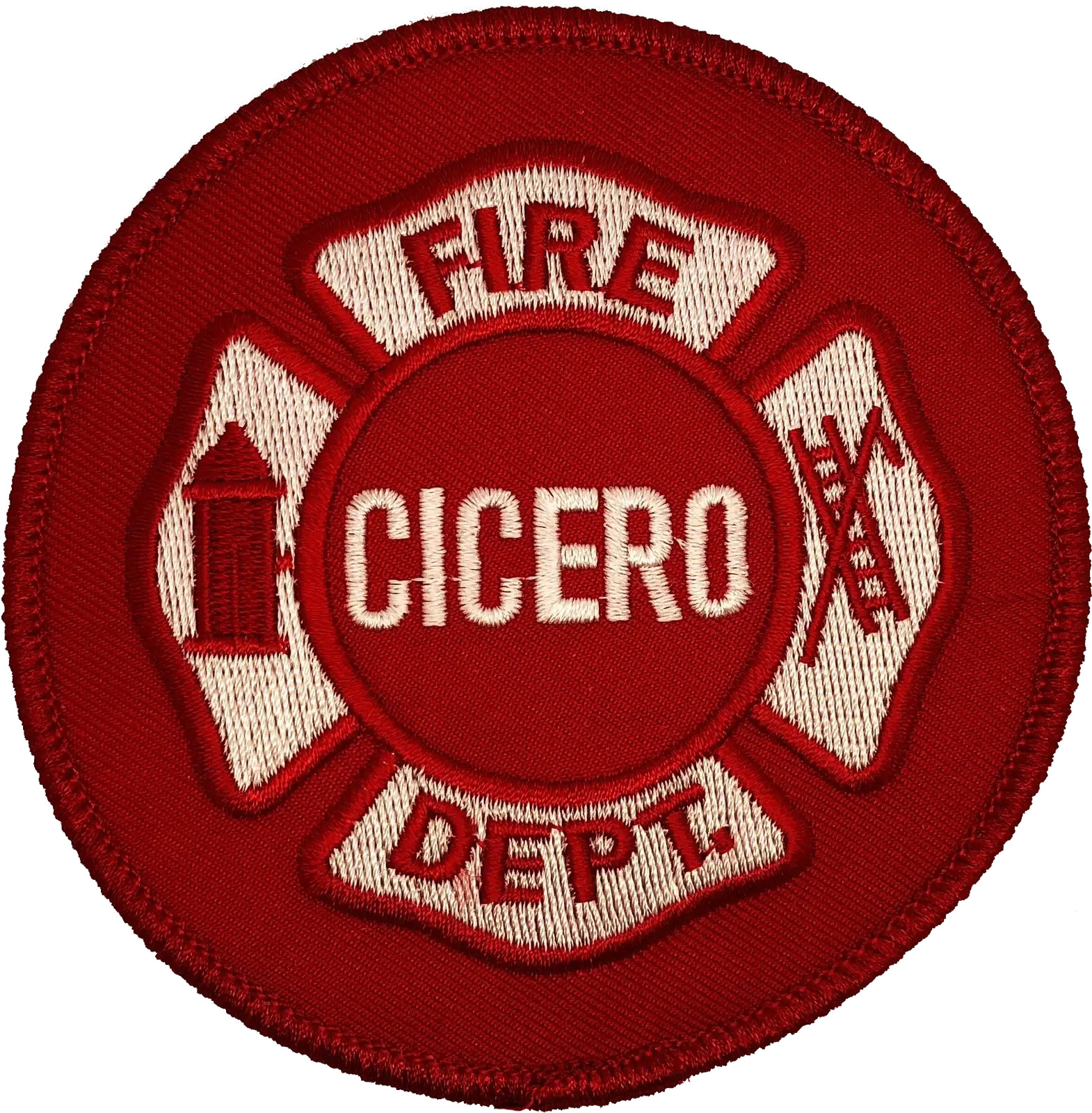 CICERO FIRE DEPARTMENT MALTESE PATCH: Red
