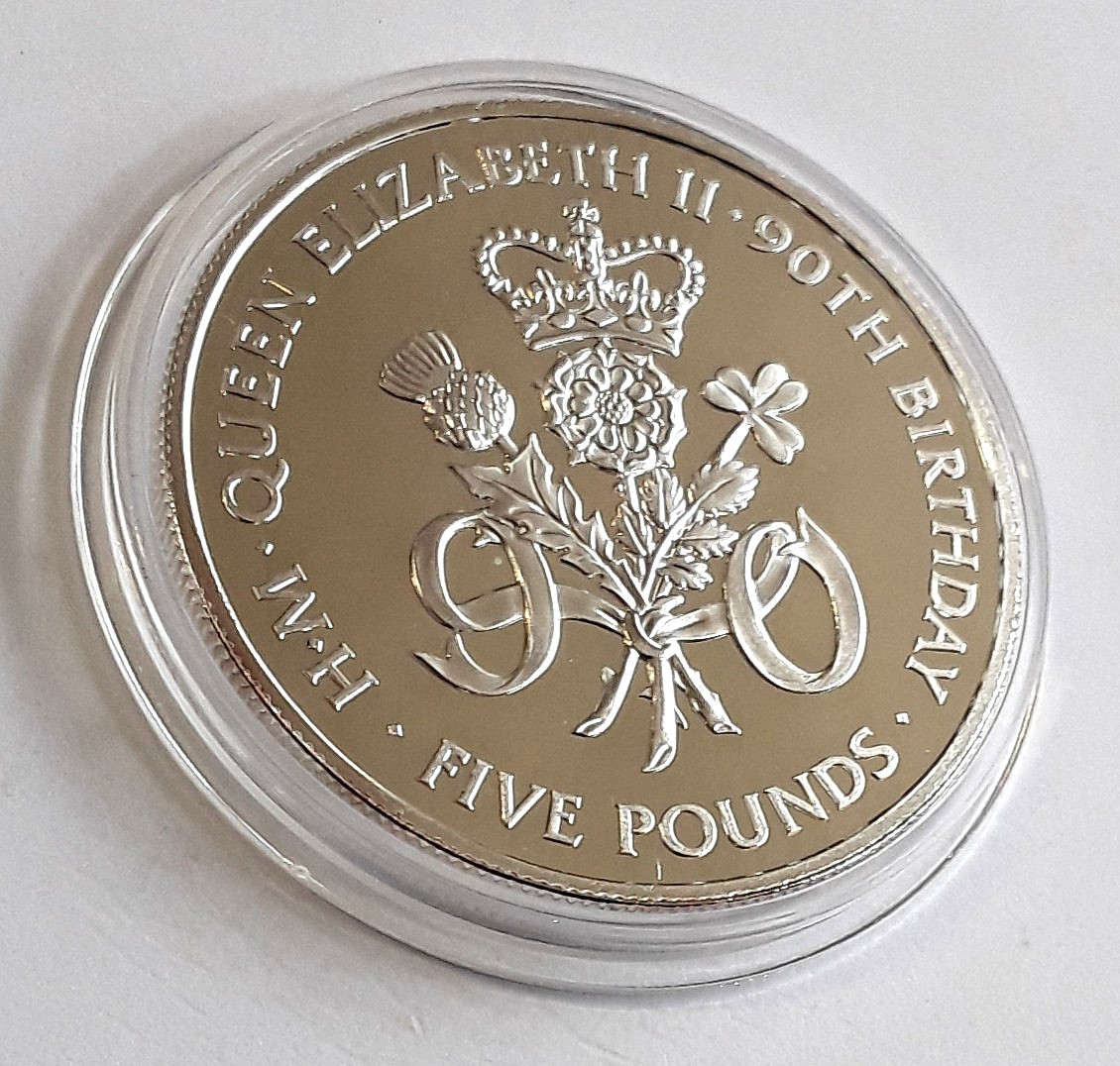 2016 TDC £5 SILVER PROOF Ag 925 26.00g QUEEN ELIZABETH 11 90th BIRTHDAY.