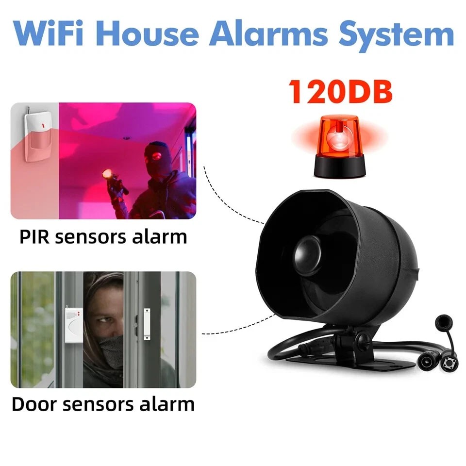 WiFi Security Burglar Alarm Kit Google Home Voice Control Wireless Sensor