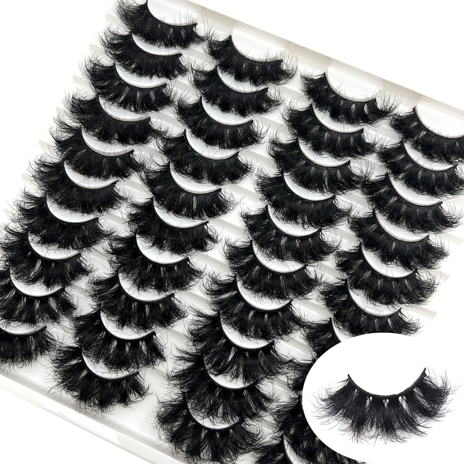 loladook Dramatic Lashes Mink Wispy D Curl Volume Big False Strip Lashes Pack...
