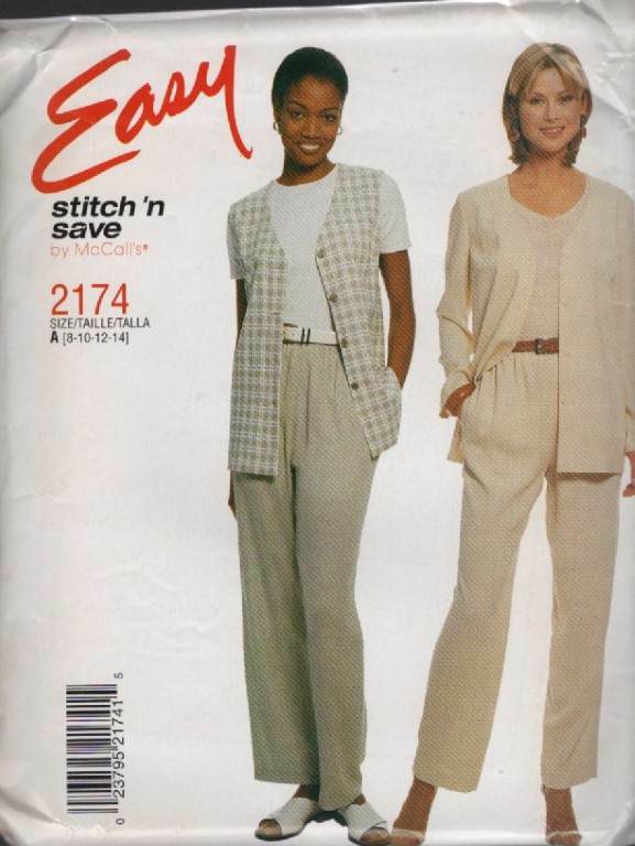 2174 STITCH N SAVE MCALLS'S MISSES' CARDIGAN/VEST/PANTS SZ 8-14