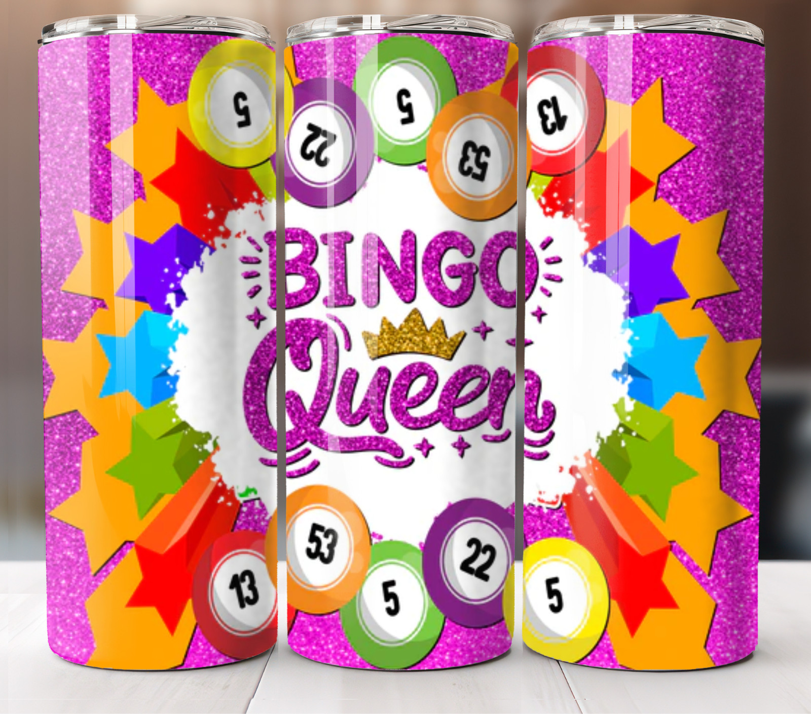 Bingo Game Queen Tumbler 20oz Travel Mug Stainless Steel Cup Straw