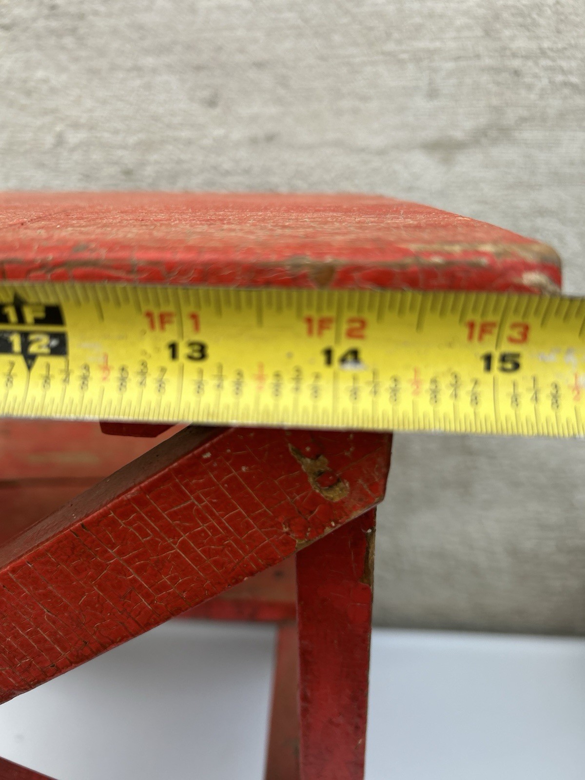 Vintage Rustic Solid Wood 2-Step Stool Farmhouse Bench Plant Stand Red 20+