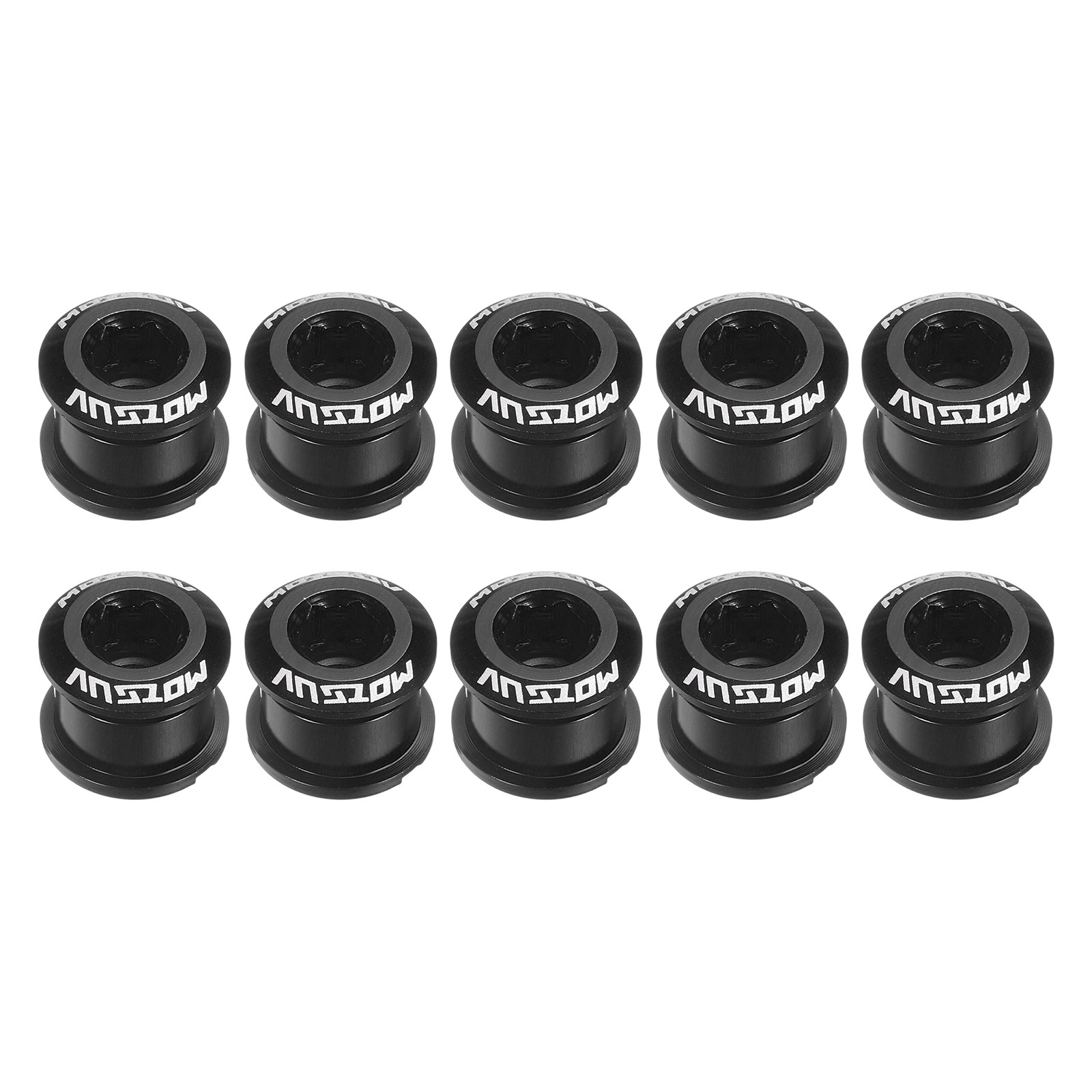 10pcs Single Chain Ring Bolts M8 Aluminum Alloy Bike Chainwheel Screws, Black