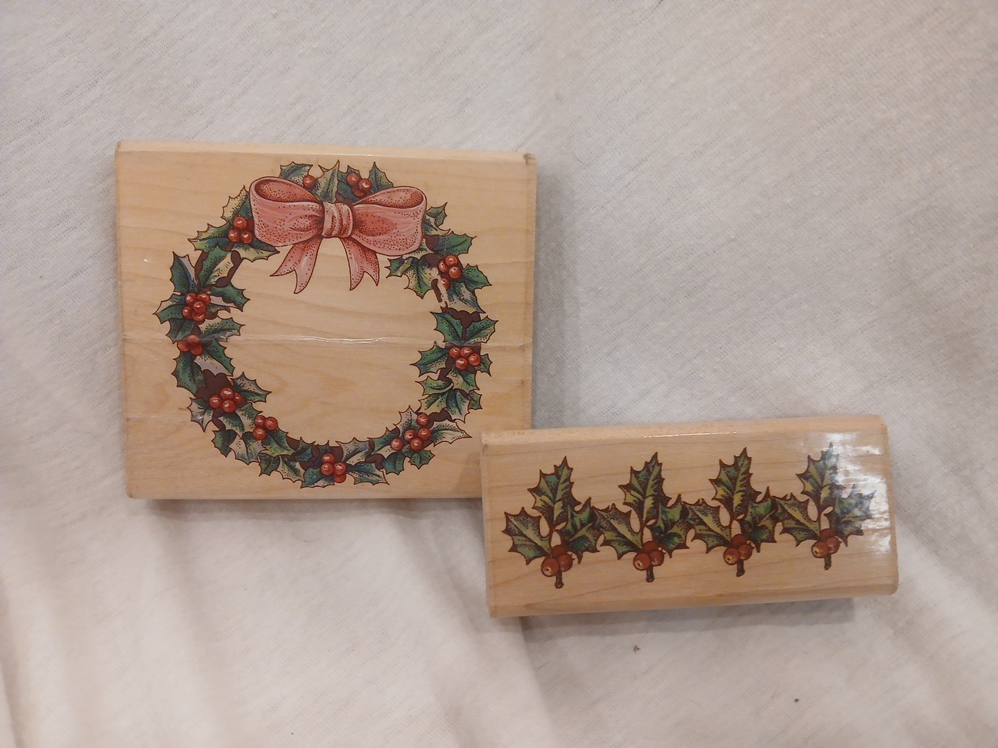 Vintage Holly Wreath & Holly BORDER Rubber Stamp  Cynthia Hart  Christmas Stamp