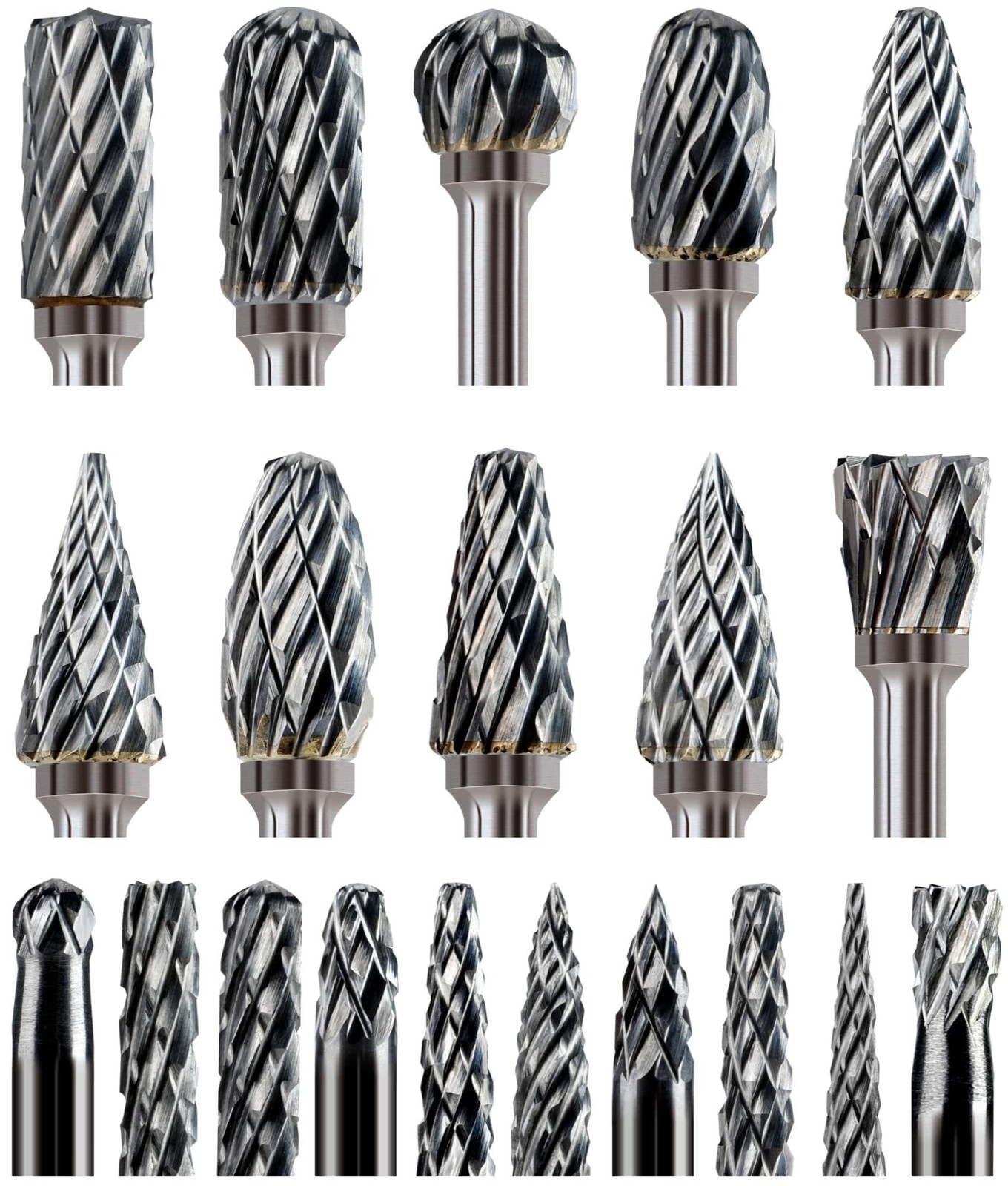 20 Pcs Carbide Burr Bits 1/8" Shank for Dremel Milwaukee Rotary Tool
