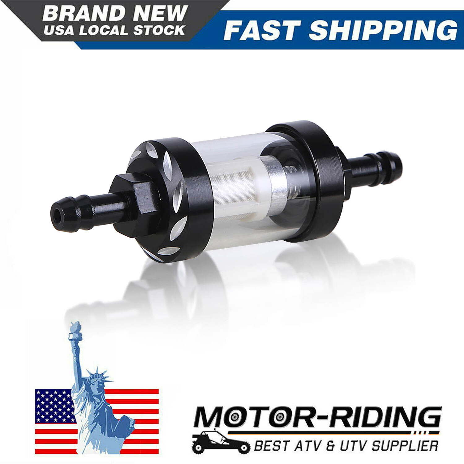 Black 5/16" 8mm Inline Gas Fuel Filter Universal Reusable Washable Motorcycle US