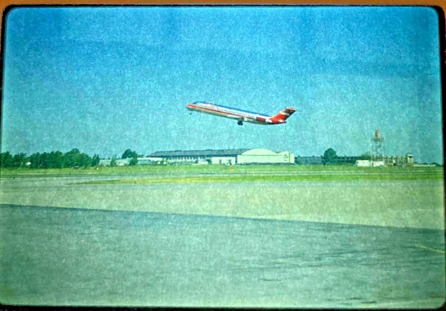 IRK2301:Airplane Jet Photo Slide - US AIR DC9 in Taking Off
