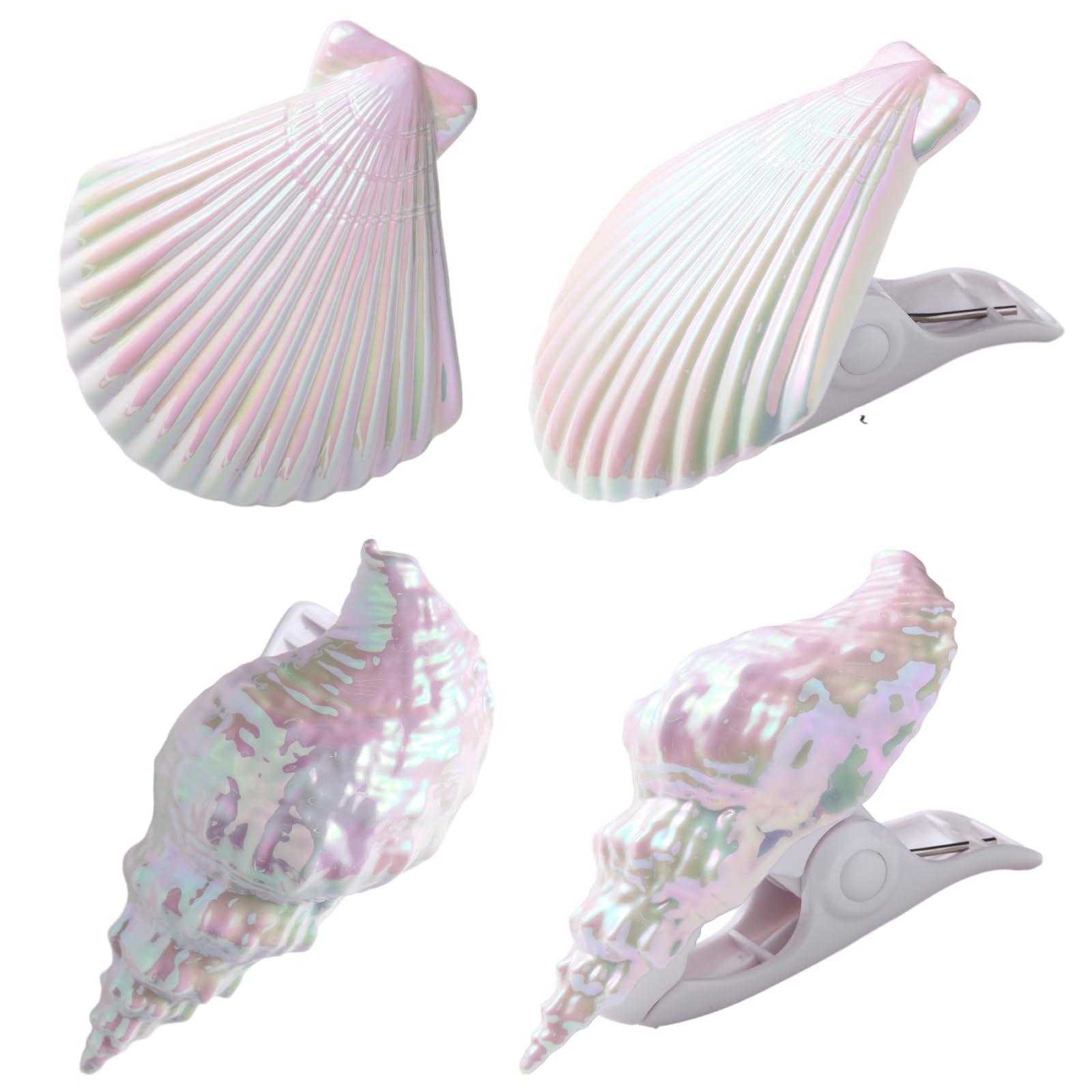 Shells Beach Towel Clips for Pool  Lounge Chairs - Windproof Decorative 4-Pack