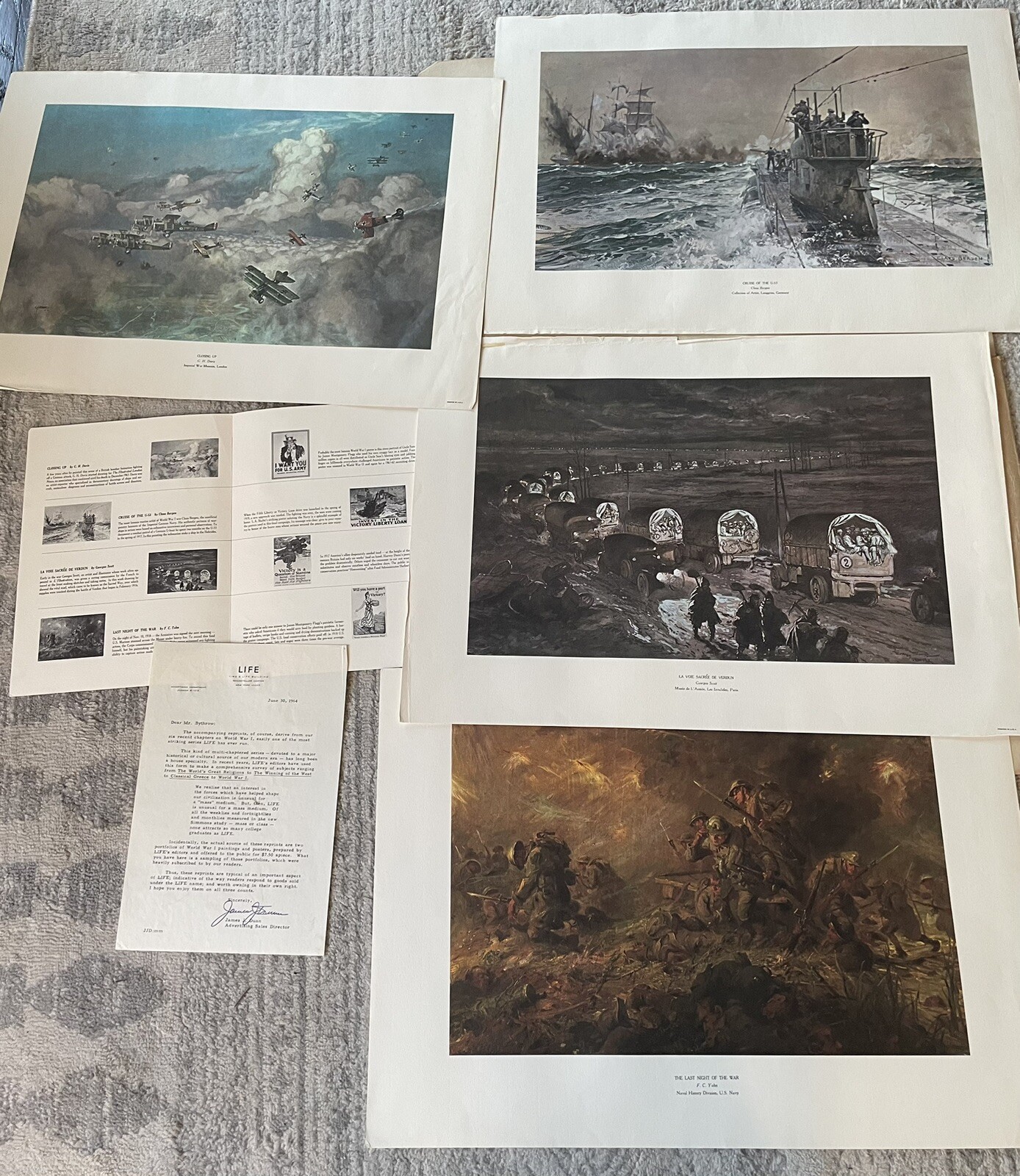 1964 Time Life WWI Famous Paintings & Posters Set of 4 For U.S. Army