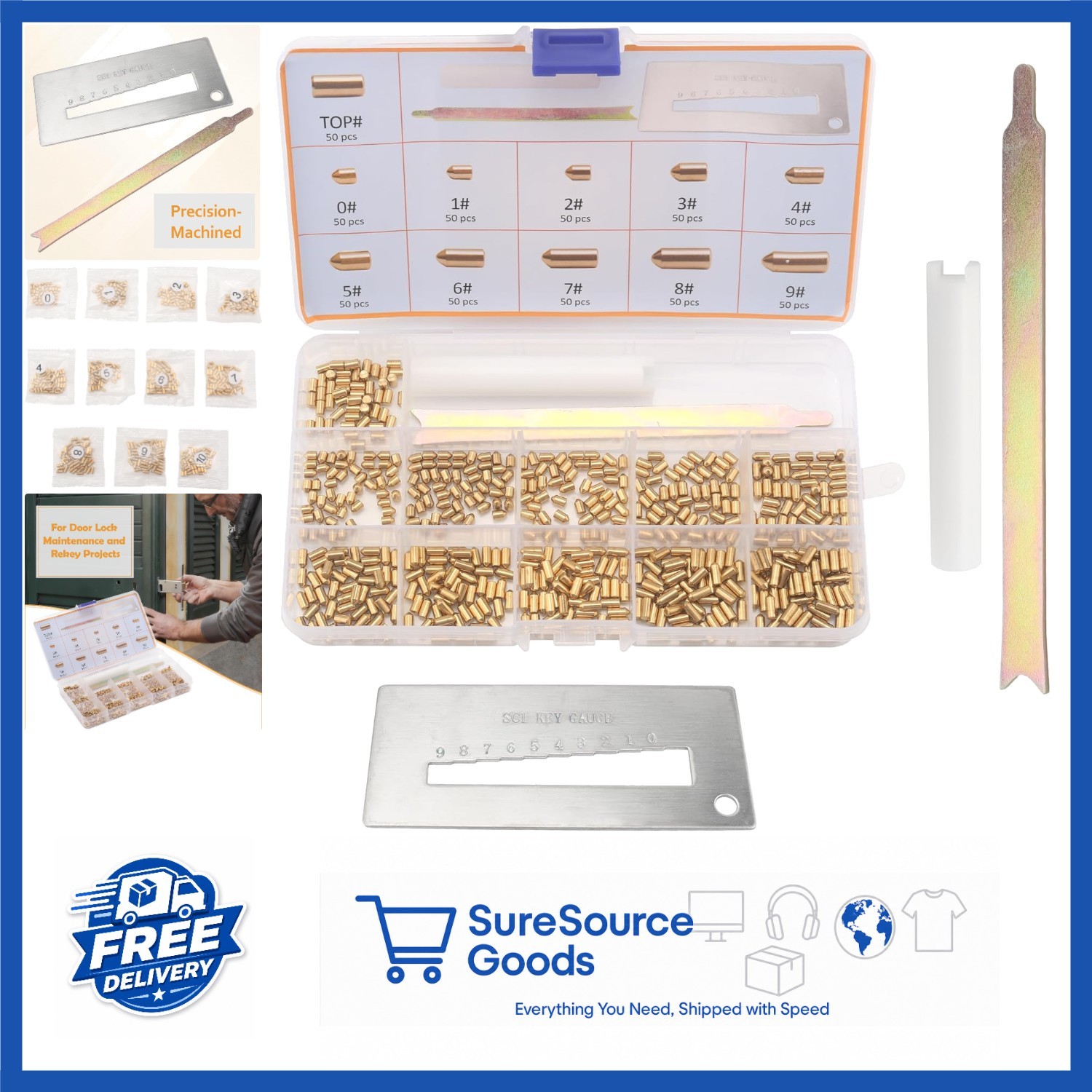 Durable Schlage Rekey Kit SC/SC4 with 50 Bottom Pins for Lock Maintenance