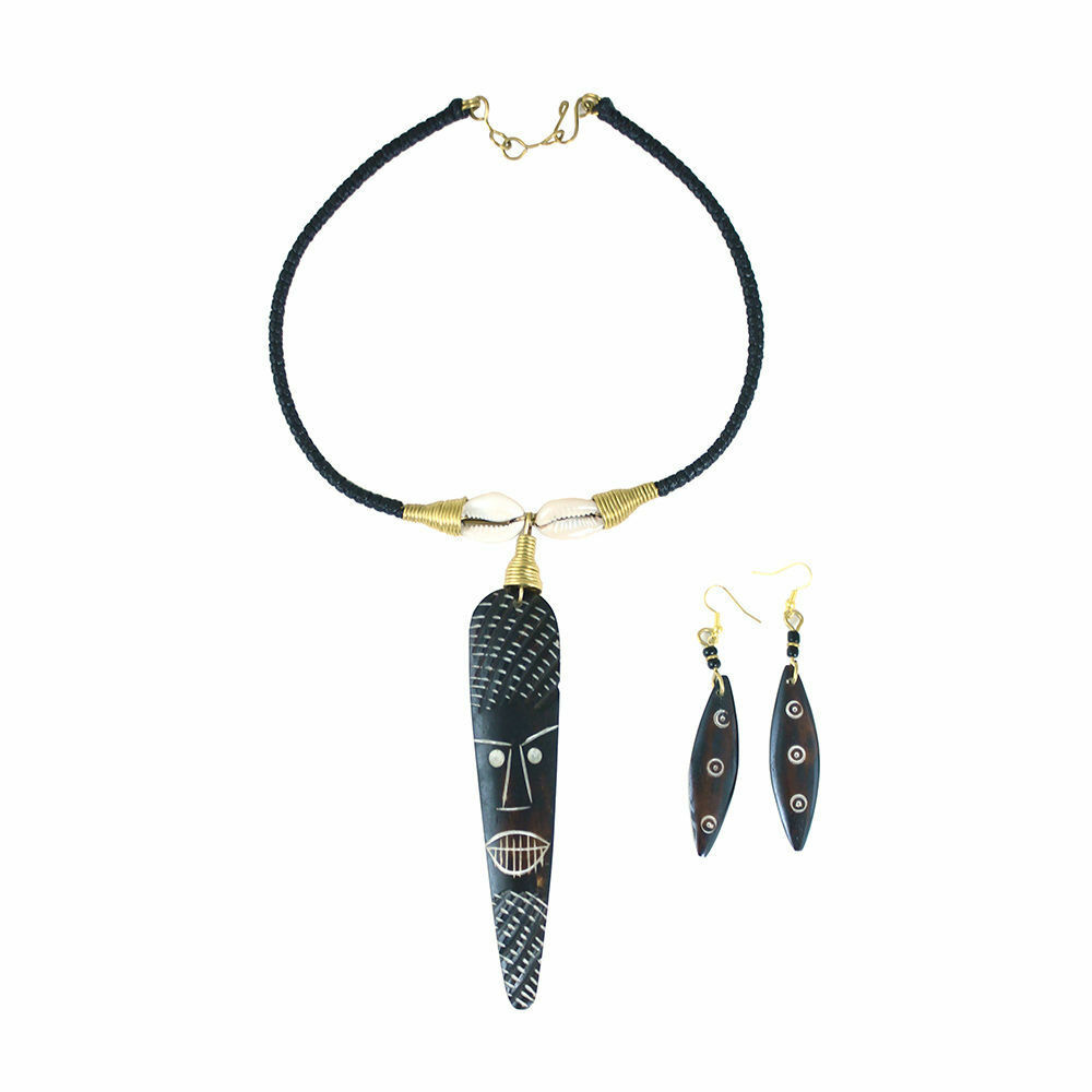 Bone Mask Necklace & Earring Set | African Jewelry