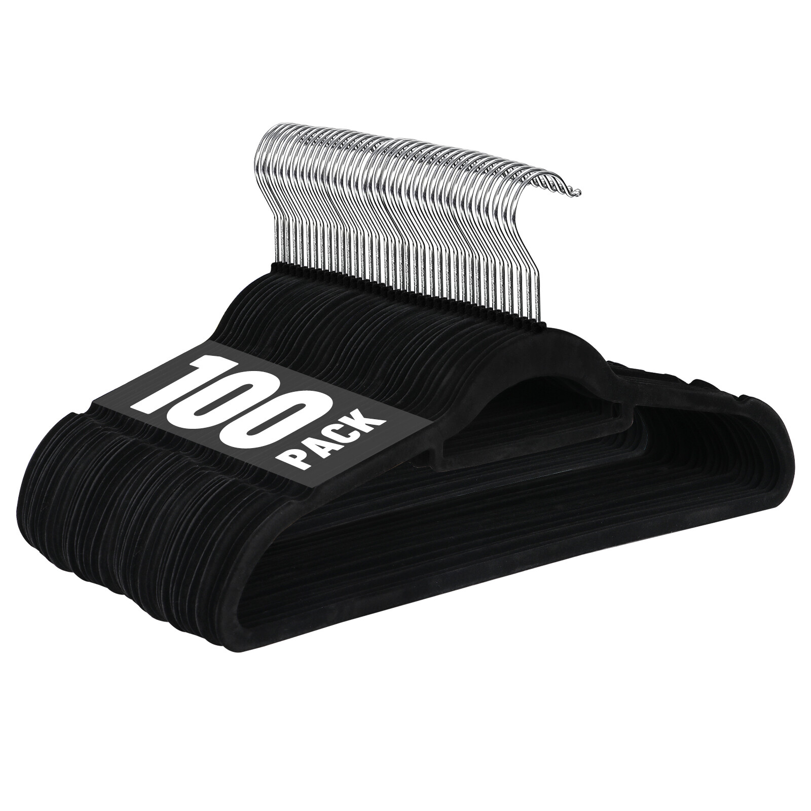 Black Velvet Hangers 100 Pack Non Slip Clothes Felt Hanger Suit Hangers for Coat