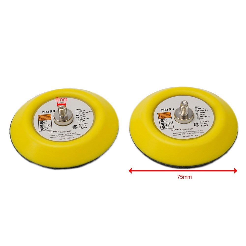 Pack Of 2 Sanding / Backing Pads Hook&Loop M6 Thread For Air Sander Polishing A