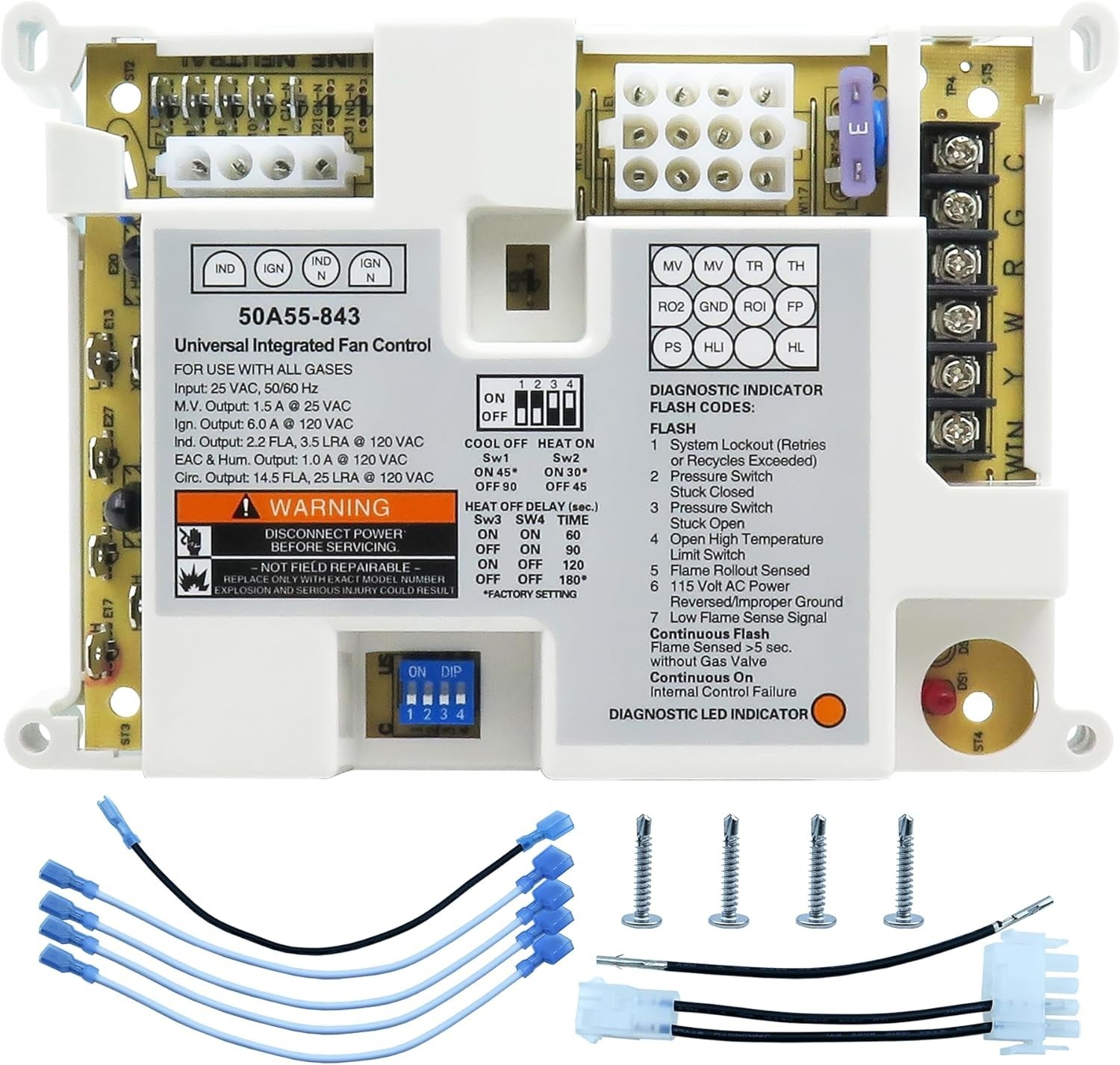 50A55-843 Furnace Control Board Furnace Suitable for White Rodgers 50A55-843