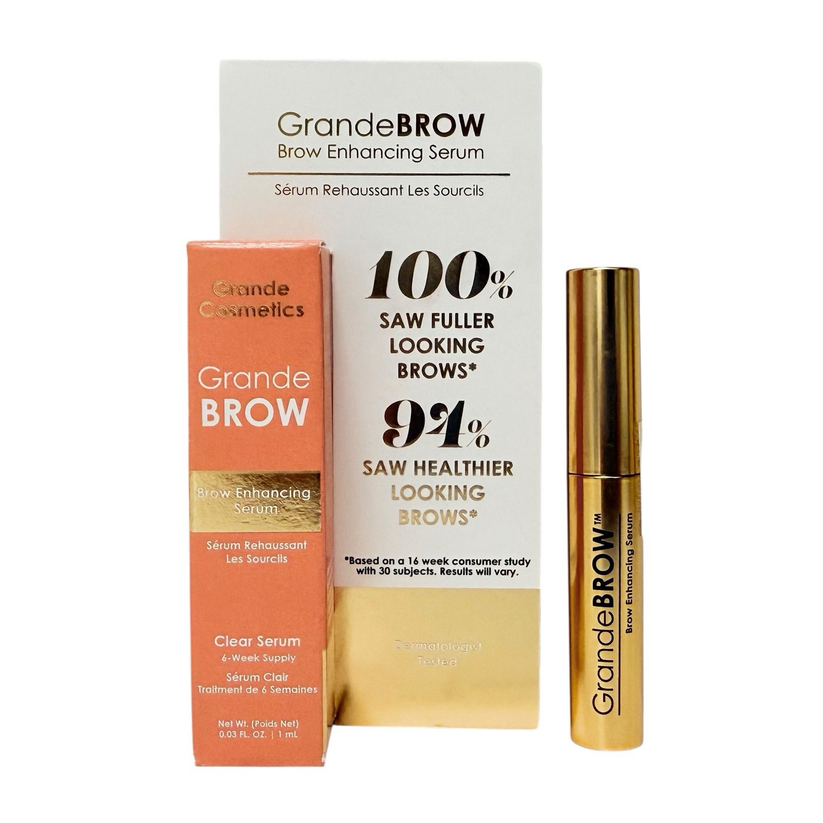 GrandeBROW Enhancing CLEAR Serum Travel MINI 1mL/0.03oz 6 Week Supply New In Box