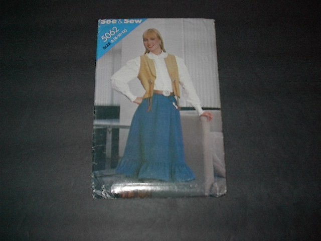 See & Sew Pattern 5062 Misses' Fitted Unlined Vest and Skirt  8, 10, 12  Uncut
